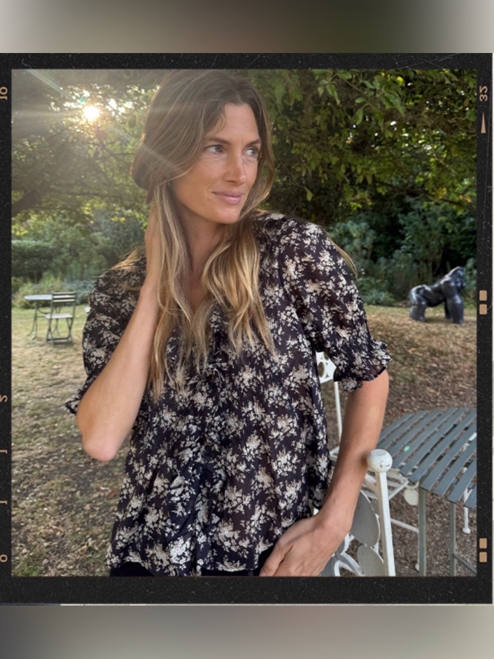 Doen Henri Top in Noir Rosier Floral